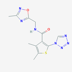 molecular formula C12H13N7O2S B13372663 4,5-dimethyl-N-[(3-methyl-1,2,4-oxadiazol-5-yl)methyl]-2-(1H-tetraazol-1-yl)-3-thiophenecarboxamide 