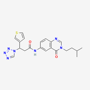 molecular formula C21H23N7O2S B13372707 N-(3-isopentyl-4-oxo-3,4-dihydro-6-quinazolinyl)-3-(1H-tetraazol-1-yl)-3-(3-thienyl)propanamide 
