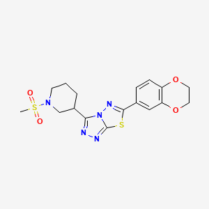 molecular formula C17H19N5O4S2 B13372717 6-(2,3-Dihydro-1,4-benzodioxin-6-yl)-3-[1-(methylsulfonyl)-3-piperidinyl][1,2,4]triazolo[3,4-b][1,3,4]thiadiazole 