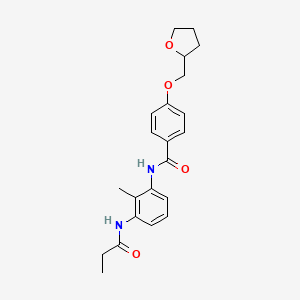 molecular formula C22H26N2O4 B13372720 N-[2-methyl-3-(propionylamino)phenyl]-4-(tetrahydro-2-furanylmethoxy)benzamide 
