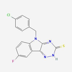 molecular formula C16H10ClFN4S B13372740 5-(4-chlorobenzyl)-8-fluoro-5H-[1,2,4]triazino[5,6-b]indole-3-thiol 