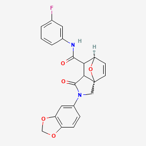 molecular formula C22H17FN2O5 B13372746 2-(1,3-benzodioxol-5-yl)-N-(3-fluorophenyl)-3-oxo-2,3,3a,4-tetrahydro-5,7a-epoxyisoindole-4-carboxamide 