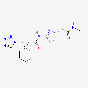 molecular formula C16H23N7O2S B13372753 N-{4-[2-(methylamino)-2-oxoethyl]-1,3-thiazol-2-yl}-2-[1-(1H-tetraazol-1-ylmethyl)cyclohexyl]acetamide 
