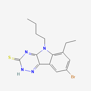 molecular formula C15H17BrN4S B13372810 8-bromo-5-butyl-6-ethyl-5H-[1,2,4]triazino[5,6-b]indole-3-thiol 