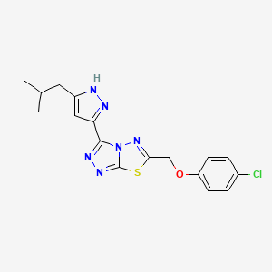 molecular formula C17H17ClN6OS B13372816 6-[(4-chlorophenoxy)methyl]-3-(3-isobutyl-1H-pyrazol-5-yl)[1,2,4]triazolo[3,4-b][1,3,4]thiadiazole 