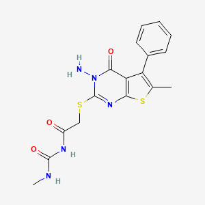 molecular formula C17H17N5O3S2 B13372922 N-{[(3-amino-6-methyl-4-oxo-5-phenyl-3,4-dihydrothieno[2,3-d]pyrimidin-2-yl)sulfanyl]acetyl}-N'-methylurea 