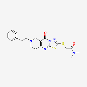 molecular formula C20H23N5O2S2 B13372938 N,N-dimethyl-2-{[5-oxo-7-(2-phenylethyl)-6,7,8,9-tetrahydro-5H-pyrido[4,3-d][1,3,4]thiadiazolo[3,2-a]pyrimidin-2-yl]sulfanyl}acetamide 