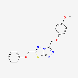molecular formula C18H16N4O3S B13372946 3-[(4-Methoxyphenoxy)methyl]-6-(phenoxymethyl)[1,2,4]triazolo[3,4-b][1,3,4]thiadiazole 