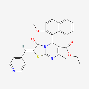 molecular formula C27H23N3O4S B13372963 ethyl 5-(2-methoxy-1-naphthyl)-7-methyl-3-oxo-2-(4-pyridinylmethylene)-2,3-dihydro-5H-[1,3]thiazolo[3,2-a]pyrimidine-6-carboxylate 