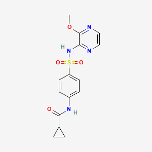 molecular formula C15H16N4O4S B13372975 N-(4-{[(3-methoxy-2-pyrazinyl)amino]sulfonyl}phenyl)cyclopropanecarboxamide 