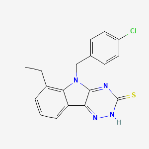 molecular formula C18H15ClN4S B13373004 5-(4-chlorobenzyl)-6-ethyl-5H-[1,2,4]triazino[5,6-b]indol-3-yl hydrosulfide 