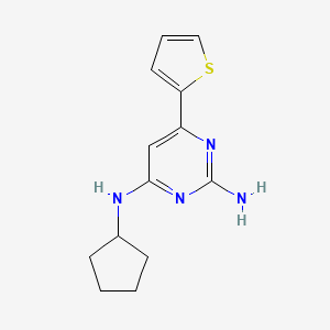 molecular formula C13H16N4S B13373005 N-[2-amino-6-(2-thienyl)-4-pyrimidinyl]-N-cyclopentylamine 