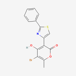 molecular formula C15H10BrNO3S B13373019 5-bromo-4-hydroxy-6-methyl-3-(2-phenyl-1,3-thiazol-4-yl)-2H-pyran-2-one 