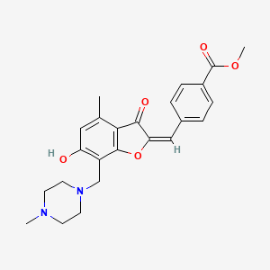 molecular formula C24H26N2O5 B13373080 methyl 4-[(6-hydroxy-4-methyl-7-[(4-methyl-1-piperazinyl)methyl]-3-oxo-1-benzofuran-2(3H)-ylidene)methyl]benzoate 