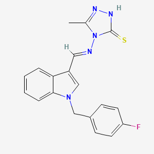 molecular formula C19H16FN5S B13373210 4-({[1-(4-fluorobenzyl)-1H-indol-3-yl]methylene}amino)-5-methyl-4H-1,2,4-triazol-3-yl hydrosulfide 
