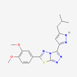 molecular formula C18H20N6O2S B13373214 6-(3,4-dimethoxyphenyl)-3-(3-isobutyl-1H-pyrazol-5-yl)[1,2,4]triazolo[3,4-b][1,3,4]thiadiazole 