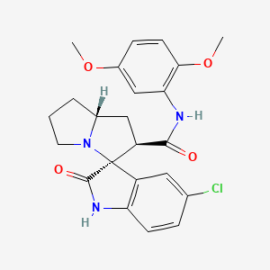 molecular formula C23H24ClN3O4 B13373220 (2'S,3R,7a'S)-5-chloro-N-(2,5-dimethoxyphenyl)-2-oxo-1',2',5',6',7',7a'-hexahydrospiro[indoline-3,3'-pyrrolizine]-2'-carboxamide 