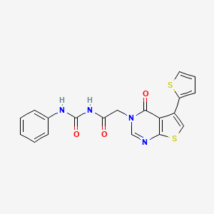 molecular formula C19H14N4O3S2 B13373265 N-[(4-oxo-5-(2-thienyl)thieno[2,3-d]pyrimidin-3(4H)-yl)acetyl]-N'-phenylurea 