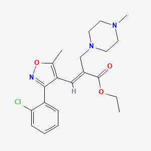 molecular formula C21H26ClN3O3 B13373299 Ethyl 3-[3-(2-chlorophenyl)-5-methyl-4-isoxazolyl]-2-[(4-methyl-1-piperazinyl)methyl]acrylate 