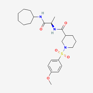molecular formula C23H35N3O5S B13373314 N-[2-(cycloheptylamino)-1-methyl-2-oxoethyl]-1-[(4-methoxyphenyl)sulfonyl]-3-piperidinecarboxamide 