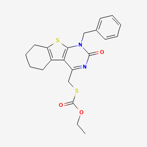 molecular formula C21H22N2O3S2 B13373317 S-[(1-benzyl-2-oxo-1,2,5,6,7,8-hexahydro[1]benzothieno[2,3-d]pyrimidin-4-yl)methyl] O-ethyl thiocarbonate 