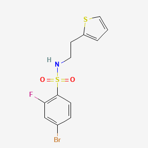 molecular formula C12H11BrFNO2S2 B13373381 4-bromo-2-fluoro-N-[2-(2-thienyl)ethyl]benzenesulfonamide 
