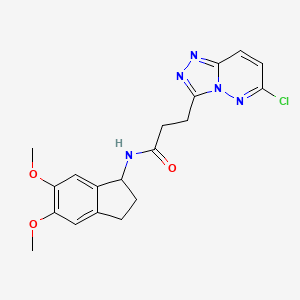 molecular formula C19H20ClN5O3 B13373408 3-(6-chloro[1,2,4]triazolo[4,3-b]pyridazin-3-yl)-N-(5,6-dimethoxy-2,3-dihydro-1H-inden-1-yl)propanamide 