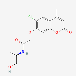 molecular formula C15H16ClNO5 B13373466 2-[(6-chloro-4-methyl-2-oxo-2H-chromen-7-yl)oxy]-N-(2-hydroxy-1-methylethyl)acetamide 