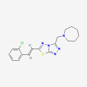 molecular formula C18H20ClN5S B13373494 3-(1-Azepanylmethyl)-6-[2-(2-chlorophenyl)vinyl][1,2,4]triazolo[3,4-b][1,3,4]thiadiazole 