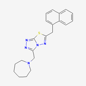 molecular formula C21H23N5S B13373593 3-(1-Azepanylmethyl)-6-(1-naphthylmethyl)[1,2,4]triazolo[3,4-b][1,3,4]thiadiazole 