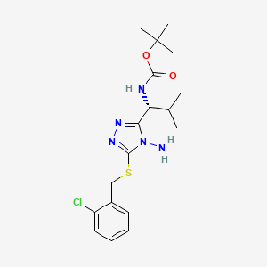 molecular formula C18H26ClN5O2S B13373645 tert-butyl 1-{4-amino-5-[(2-chlorobenzyl)sulfanyl]-4H-1,2,4-triazol-3-yl}-2-methylpropylcarbamate 