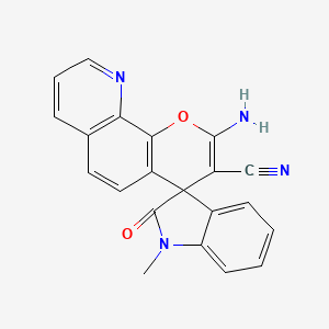 molecular formula C21H14N4O2 B13373683 2'-Amino-1-methyl-2-oxospiro(indoline-3,4'-pyrano[3,2-h]quinoline)-3'-carbonitrile 