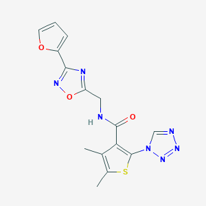 molecular formula C15H13N7O3S B13373719 N-{[3-(2-furyl)-1,2,4-oxadiazol-5-yl]methyl}-4,5-dimethyl-2-(1H-tetraazol-1-yl)-3-thiophenecarboxamide 