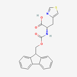 molecular formula C21H18N2O4S B1337376 (S)-2-((((9H-Fluoren-9-yl)methoxy)carbonyl)amino)-3-(thiazol-4-yl)propanoic acid CAS No. 205528-32-1