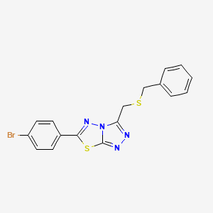 molecular formula C17H13BrN4S2 B13373787 3-[(Benzylsulfanyl)methyl]-6-(4-bromophenyl)[1,2,4]triazolo[3,4-b][1,3,4]thiadiazole 