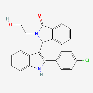 molecular formula C24H19ClN2O2 B13373795 3-[2-(4-chlorophenyl)-1H-indol-3-yl]-2-(2-hydroxyethyl)-1-isoindolinone 