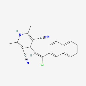 molecular formula C21H16ClN3 B13373818 4-[2-Chloro-2-(2-naphthyl)vinyl]-2,6-dimethyl-1,4-dihydro-3,5-pyridinedicarbonitrile 