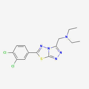 molecular formula C14H15Cl2N5S B13373851 N-{[6-(3,4-dichlorophenyl)[1,2,4]triazolo[3,4-b][1,3,4]thiadiazol-3-yl]methyl}-N-ethylethanamine 
