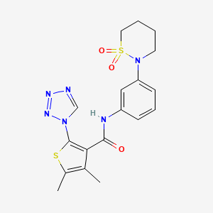 molecular formula C18H20N6O3S2 B13373854 N-[3-(1,1-dioxido-1,2-thiazinan-2-yl)phenyl]-4,5-dimethyl-2-(1H-tetraazol-1-yl)-3-thiophenecarboxamide 