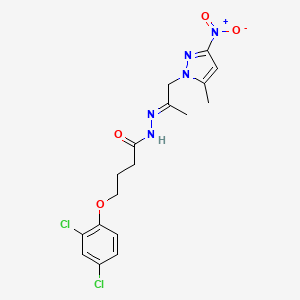 molecular formula C17H19Cl2N5O4 B13373866 4-(2,4-dichlorophenoxy)-N'-(2-{3-nitro-5-methyl-1H-pyrazol-1-yl}-1-methylethylidene)butanohydrazide 