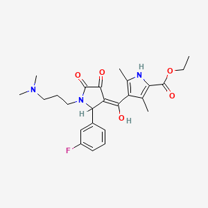 molecular formula C25H30FN3O5 B13373906 ethyl 4-{[1-[3-(dimethylamino)propyl]-2-(3-fluorophenyl)-4-hydroxy-5-oxo-2,5-dihydro-1H-pyrrol-3-yl]carbonyl}-3,5-dimethyl-1H-pyrrole-2-carboxylate 