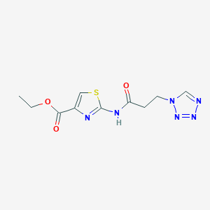 molecular formula C10H12N6O3S B13373929 ethyl 2-{[3-(1H-tetraazol-1-yl)propanoyl]amino}-1,3-thiazole-4-carboxylate 
