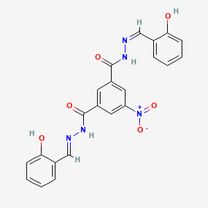 molecular formula C22H17N5O6 B13373932 N'~1~,N'~3~-bis(2-hydroxybenzylidene)-5-nitroisophthalohydrazide 