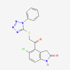 molecular formula C17H12ClN5O2S B13373953 5-chloro-4-{[(1-phenyl-1H-tetrazol-5-yl)sulfanyl]acetyl}-1,3-dihydro-2H-indol-2-one 