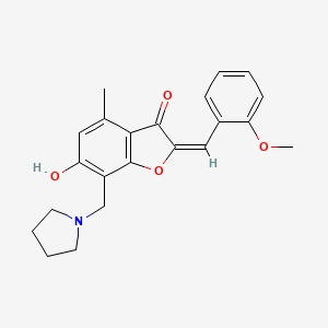 molecular formula C22H23NO4 B13373960 6-hydroxy-2-(2-methoxybenzylidene)-4-methyl-7-(1-pyrrolidinylmethyl)-1-benzofuran-3(2H)-one 