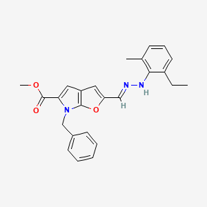 molecular formula C25H25N3O3 B13373993 methyl 6-benzyl-2-[2-(2-ethyl-6-methylphenyl)carbohydrazonoyl]-6H-furo[2,3-b]pyrrole-5-carboxylate 