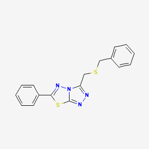 molecular formula C17H14N4S2 B13374001 3-[(Benzylsulfanyl)methyl]-6-phenyl[1,2,4]triazolo[3,4-b][1,3,4]thiadiazole 