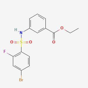 molecular formula C15H13BrFNO4S B13374062 Ethyl 3-{[(4-bromo-2-fluorophenyl)sulfonyl]amino}benzoate 