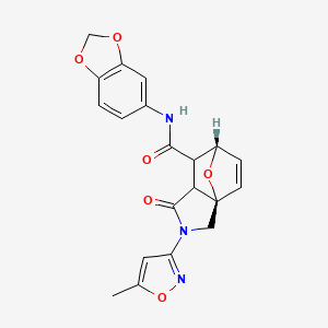 molecular formula C20H17N3O6 B13374123 N-(1,3-benzodioxol-5-yl)-2-(5-methyl-3-isoxazolyl)-3-oxo-2,3,3a,4-tetrahydro-5,7a-epoxyisoindole-4-carboxamide 