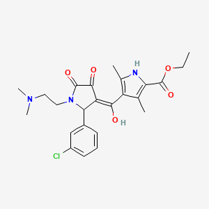 molecular formula C24H28ClN3O5 B13374155 ethyl 4-({2-(3-chlorophenyl)-1-[2-(dimethylamino)ethyl]-4-hydroxy-5-oxo-2,5-dihydro-1H-pyrrol-3-yl}carbonyl)-3,5-dimethyl-1H-pyrrole-2-carboxylate 